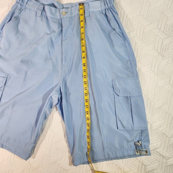 PJMark Shorts Cargo Mens  Vintage Baggy Y2K Blue 5 Pocket Long Length relaxed L - Picture 11 of 15